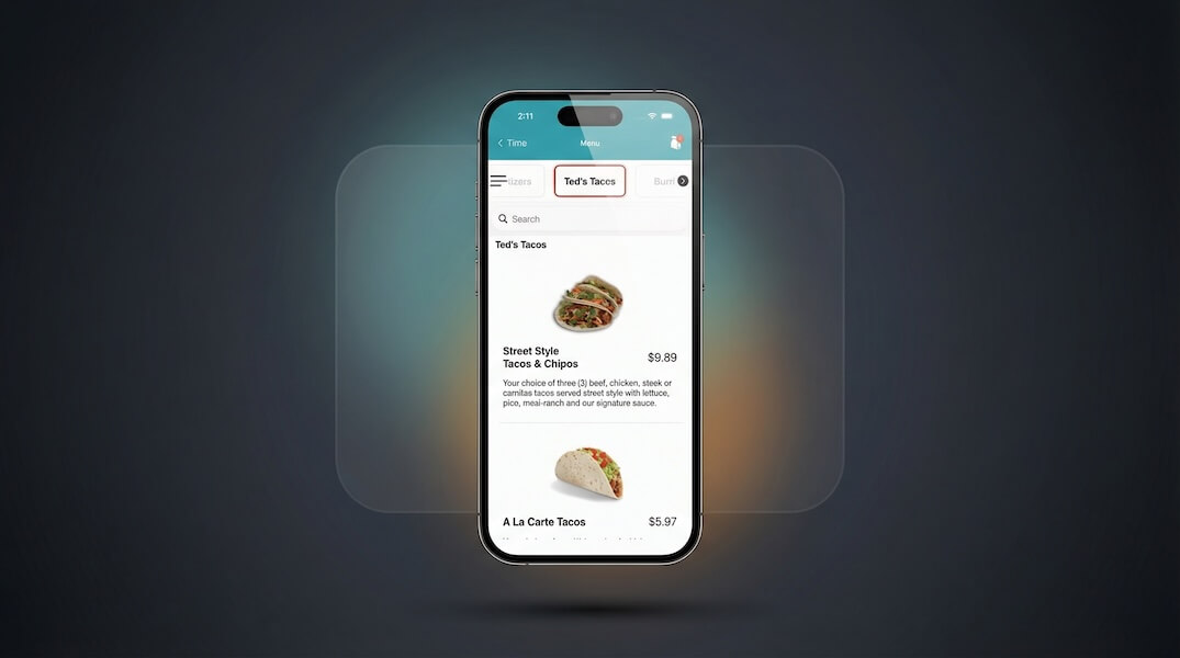 iPhone preview of Hazlnut branded mobile app ordering.
